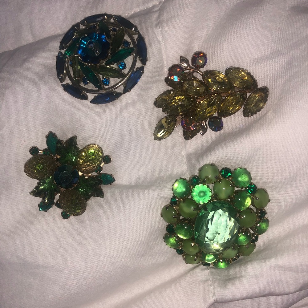 Gorgeous Emerald Green Iridescent Pins